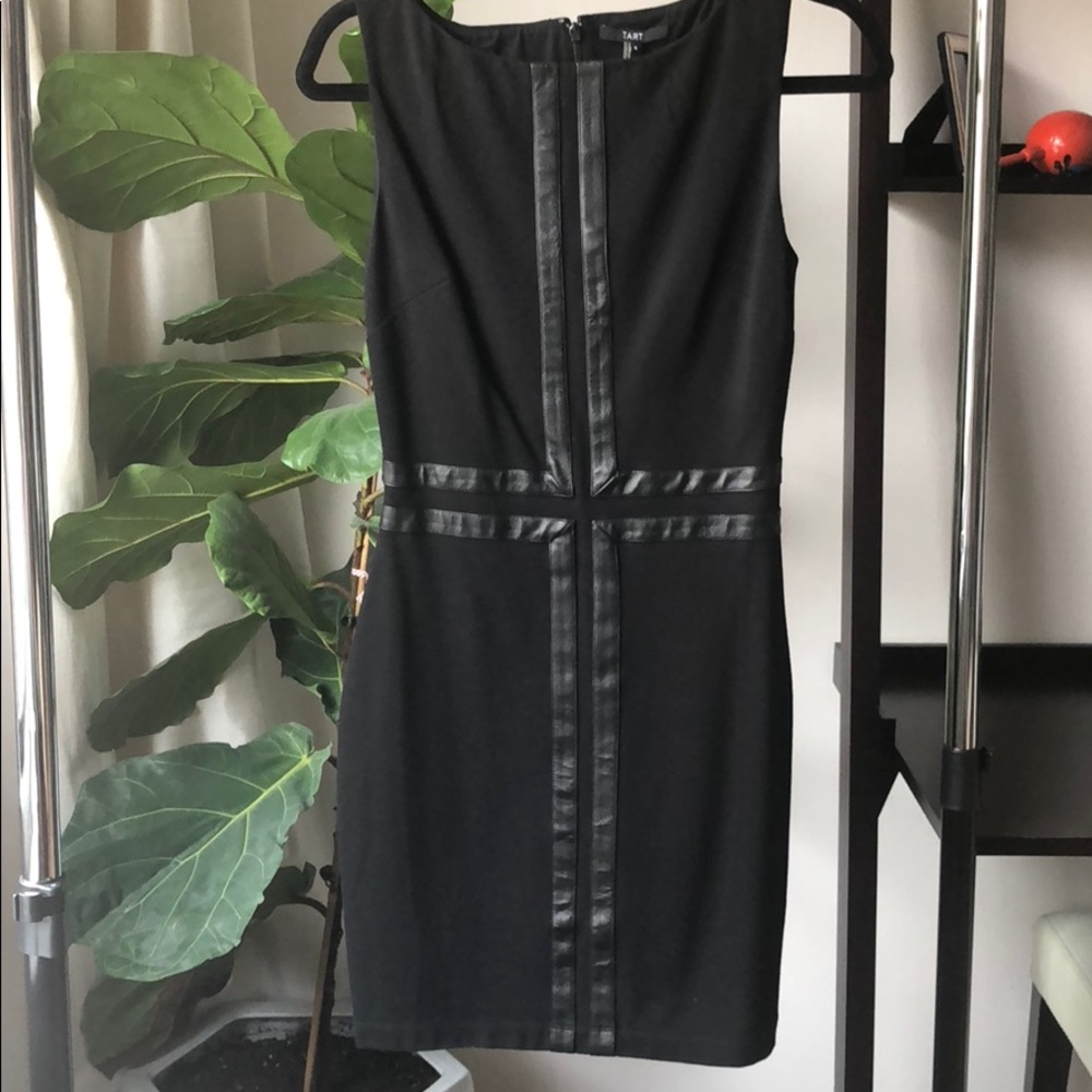 Tart Size S Black Dress with Leather Detailing.
